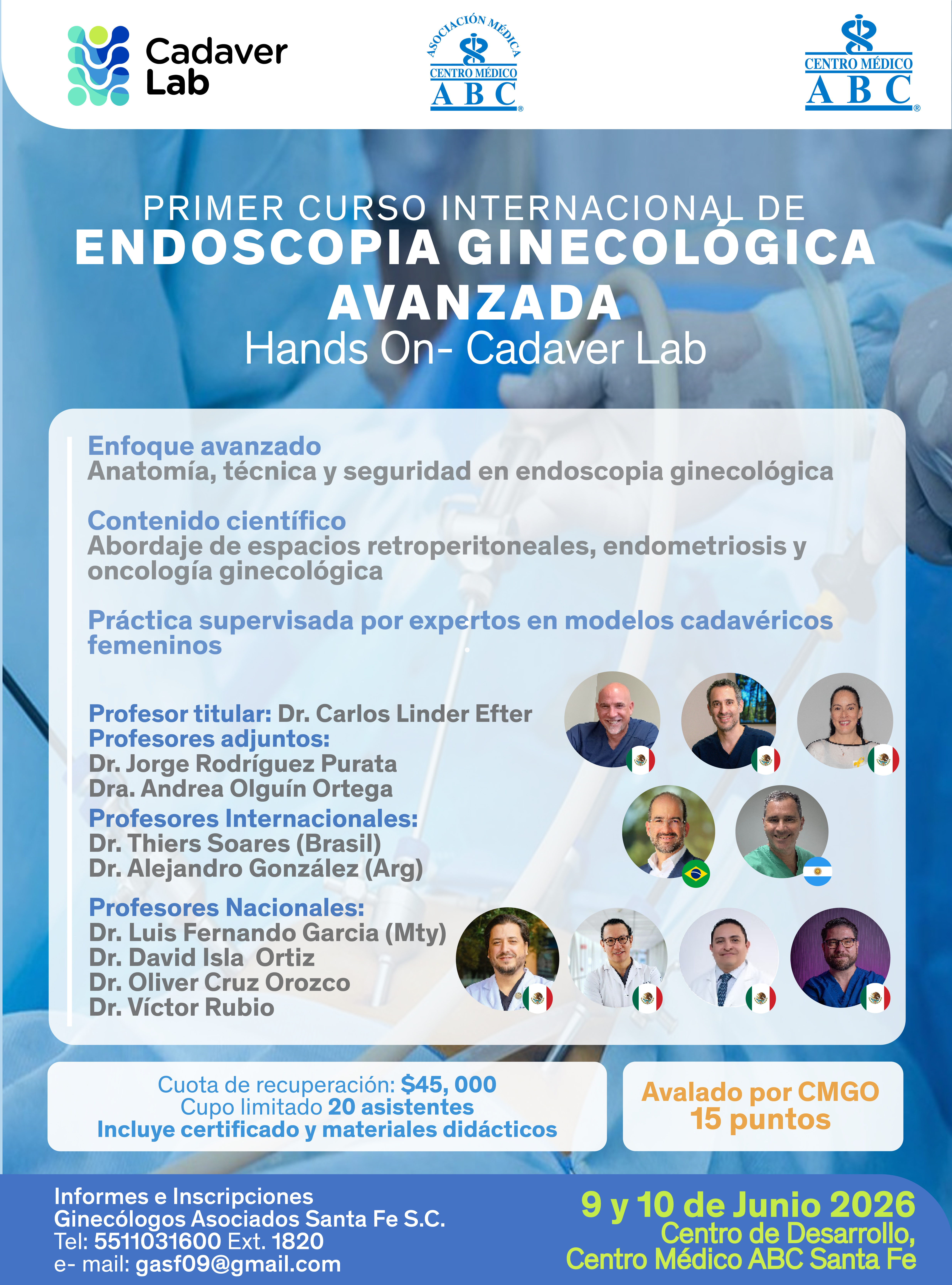 1er Curso Internacional de Endoscopía Ginecológica Avanzada Hands On- Cadaver Lab 