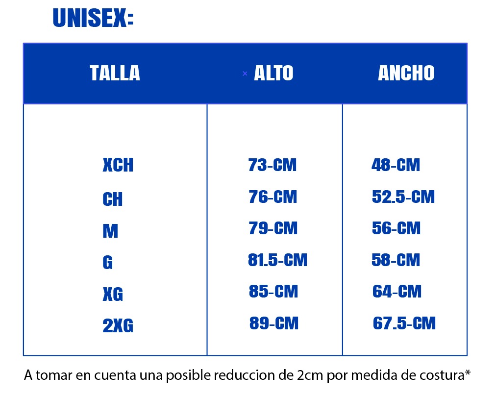 Guía de tallas adultos